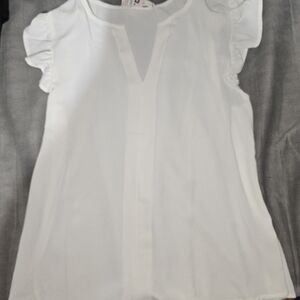 Mine White Ruffle Sleeve Blouse